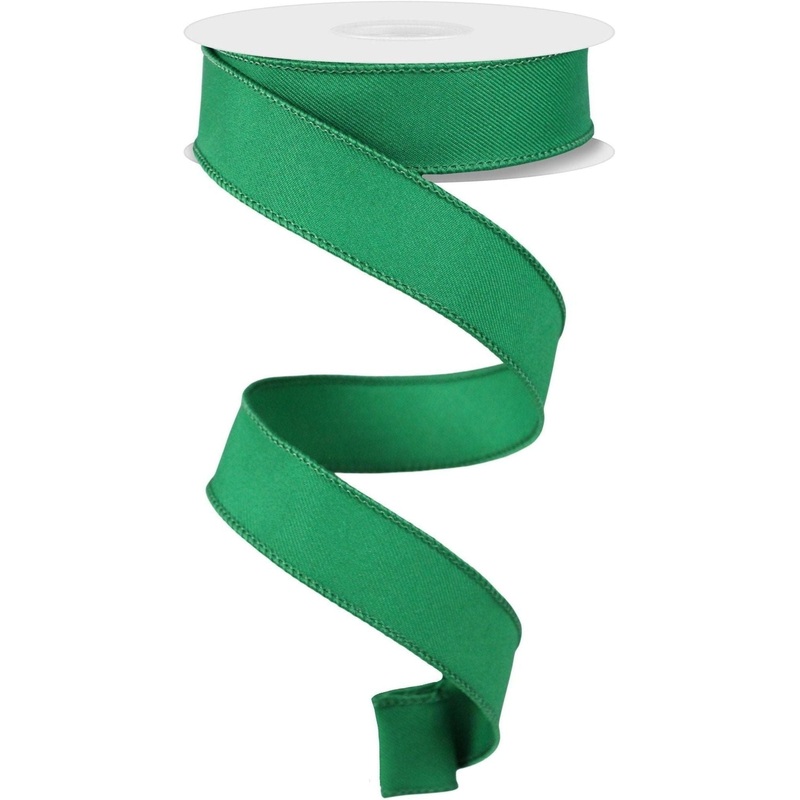 7/8″ Diagonal Weave Ribbon: Emerald Green (10 Yards)