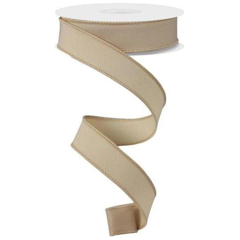 7/8″ Diagonal Weave Ribbon: Light Beige (10 Yards)