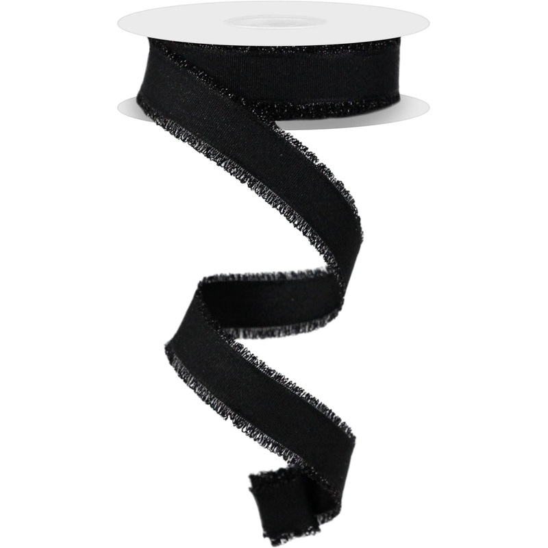 7/8″ Fuzzy Edge Ribbon: Black (10 Yards)