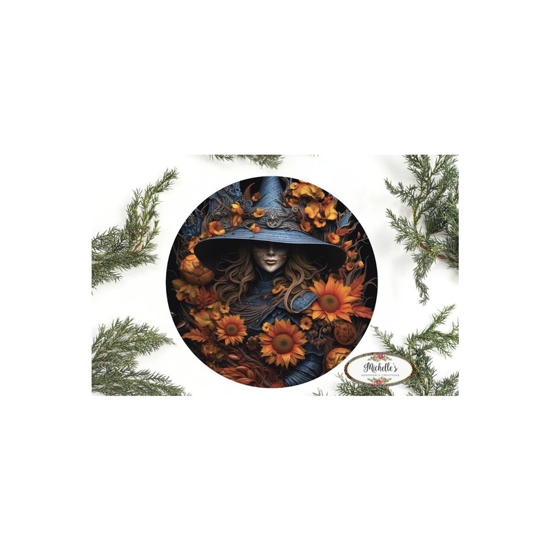 Halloween 2D Witch Sunflowers Sign