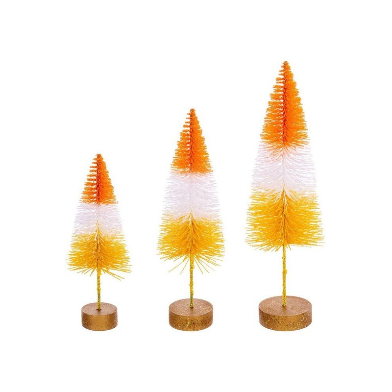 Halloween Orange Bottle Brush Tree (Set of 3)