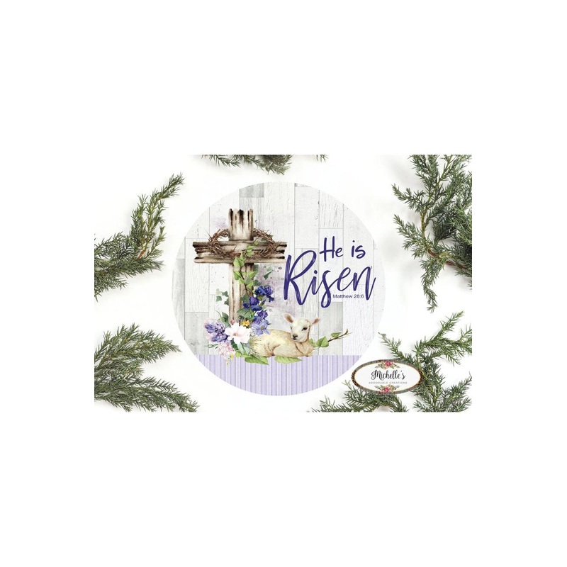 He Is Risen Easter Lamb Sign – Wreath Enhancement