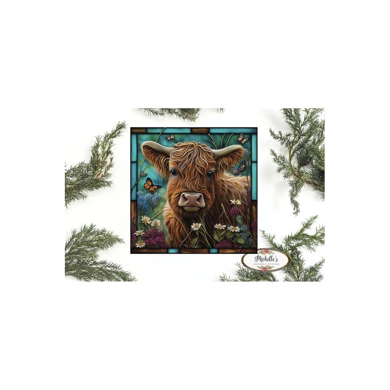 Highland Cow Butterfly Sign