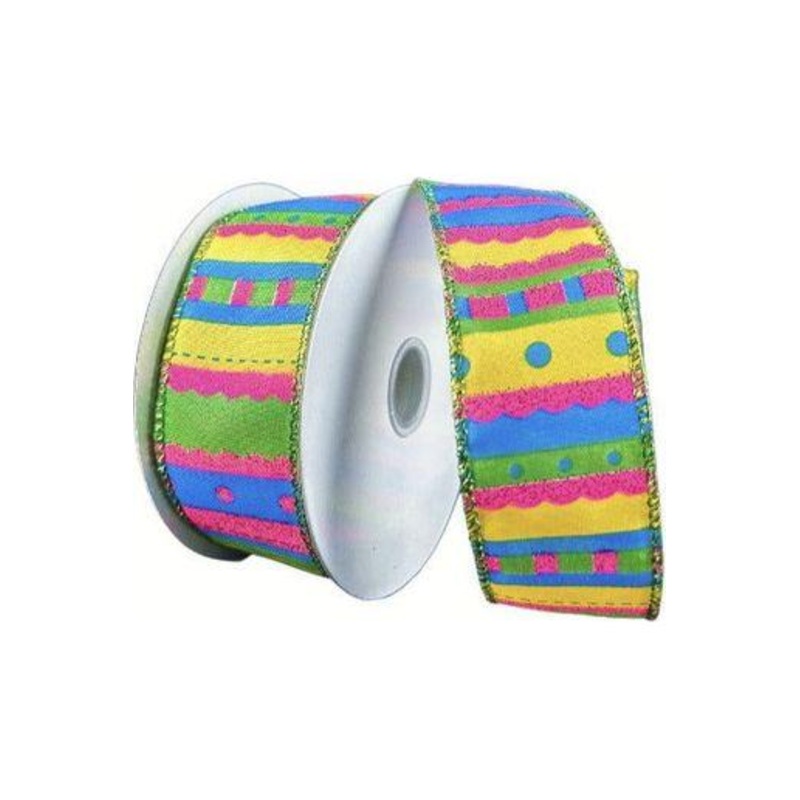 1.5″ Glitter Fun Satin Stripe Ribbon: Multi (10 Yards)