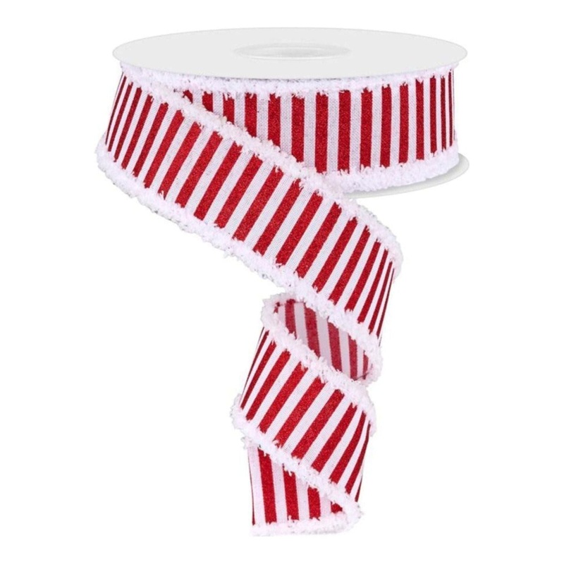 1.5″ Glitter Stripe Drift Ribbon: Red (10 Yards)