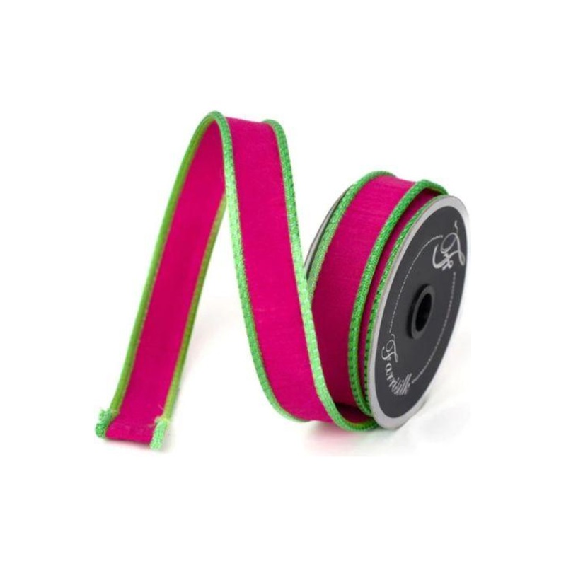 1″ Accent Cord Ribbon: Hot Pink/Lime (10 Yards)