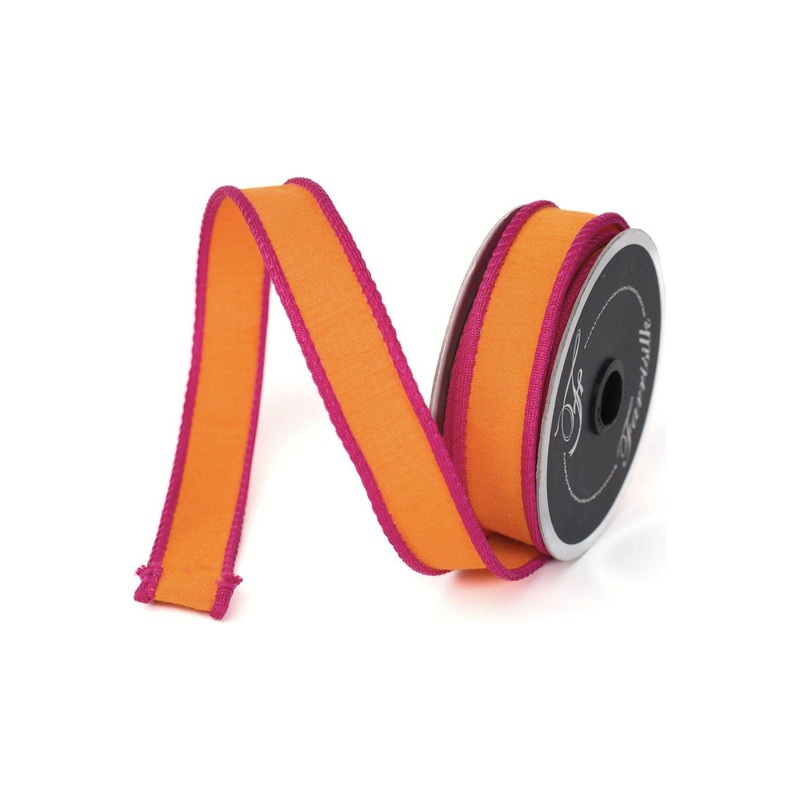 1″ Accent Cord Ribbon: Orange/Hot Pink (10 Yards)