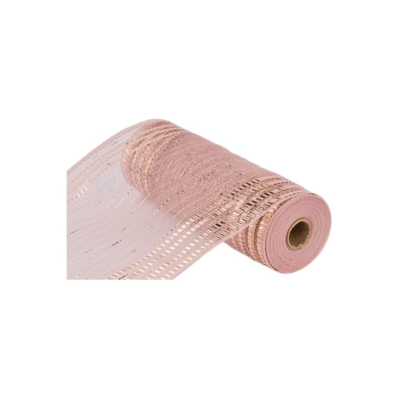 10″ Metallic Foil Border Mesh Ribbon: Rose Gold (10 Yards)