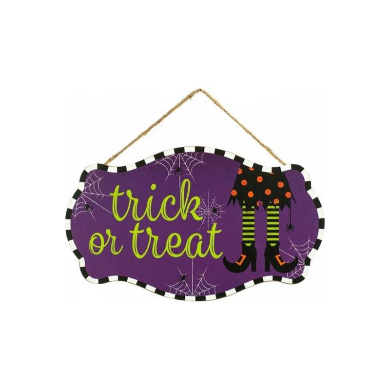 12.5″ Wooden Sign: Trick or Treat (Purple)