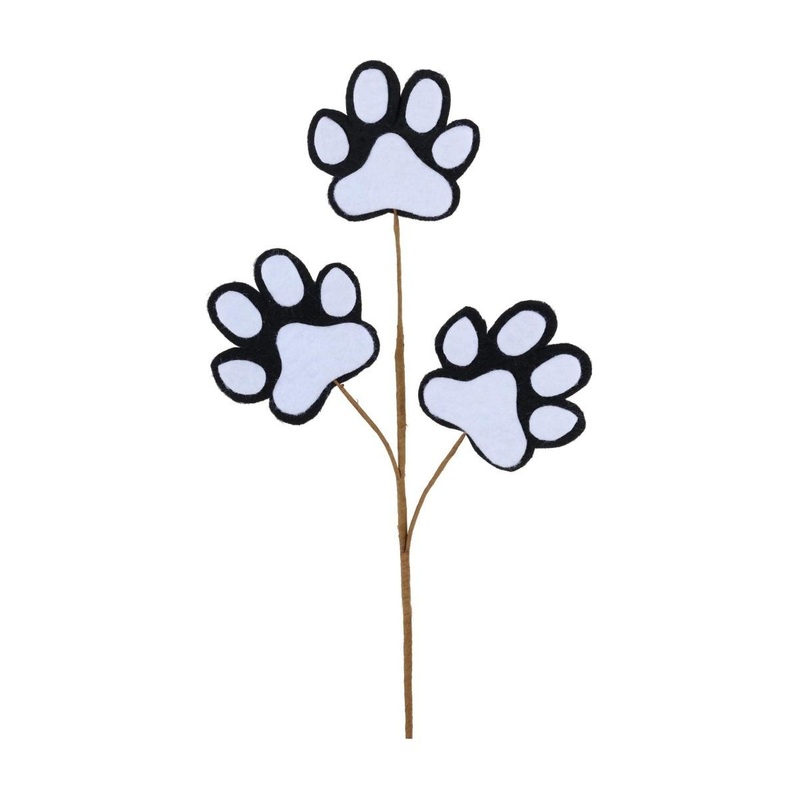 13.5″ Felt Paw Print Spray: Black/White