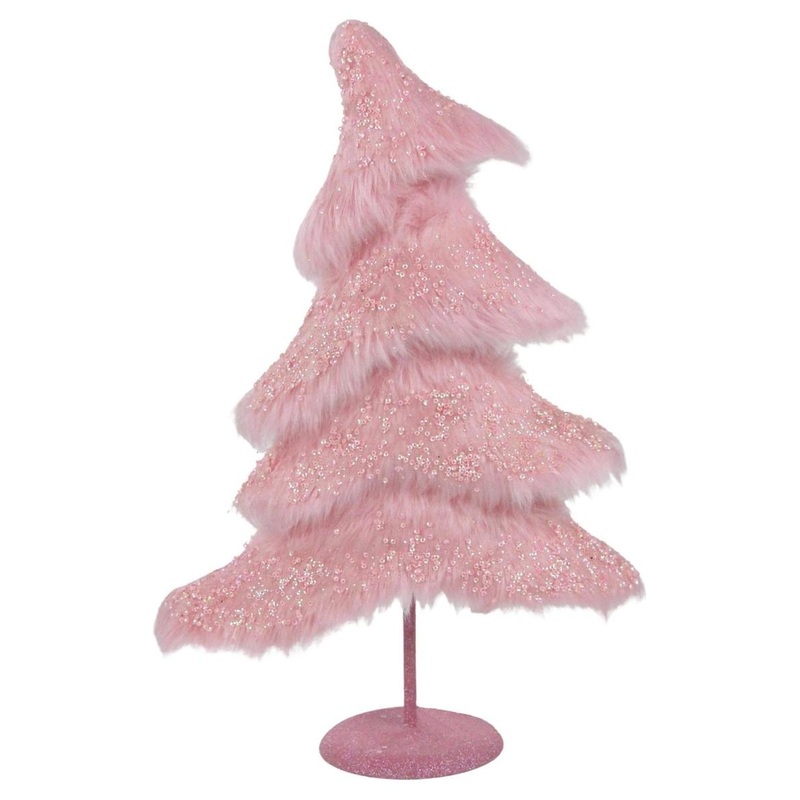 18.5″ Fabric Sequin Christmas Tree: Pink