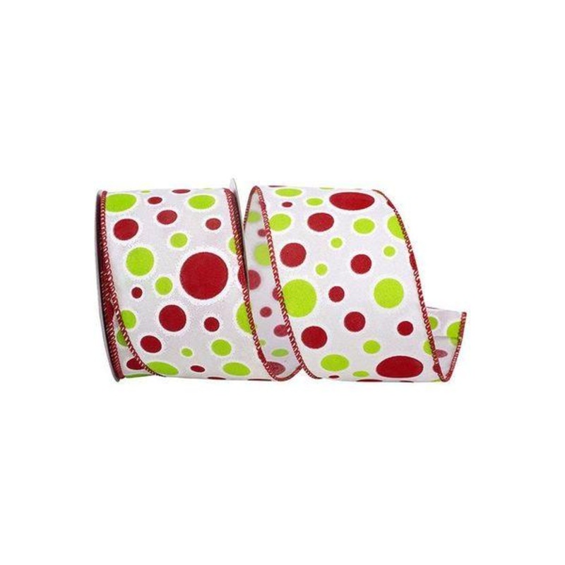 2.5″ Bubble Dot Holiday Ribbon: White (10 Yards)