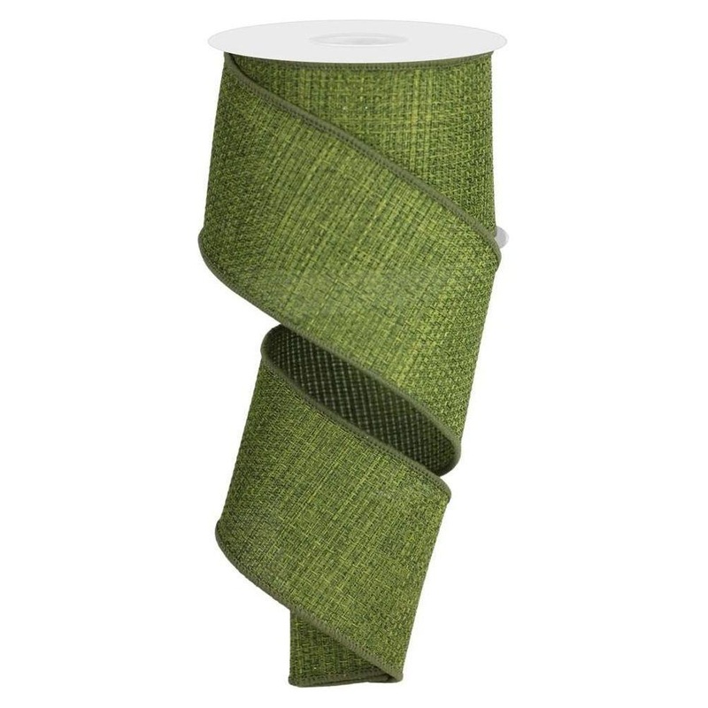 2.5″ Cross Royal Burlap Ribbon: Moss Green (10 Yards)