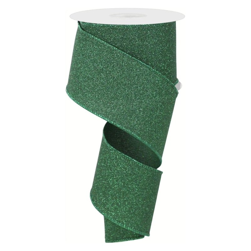 2.5″ Fine Glitter On Faux Royal: Emerald Green (10 Yards)