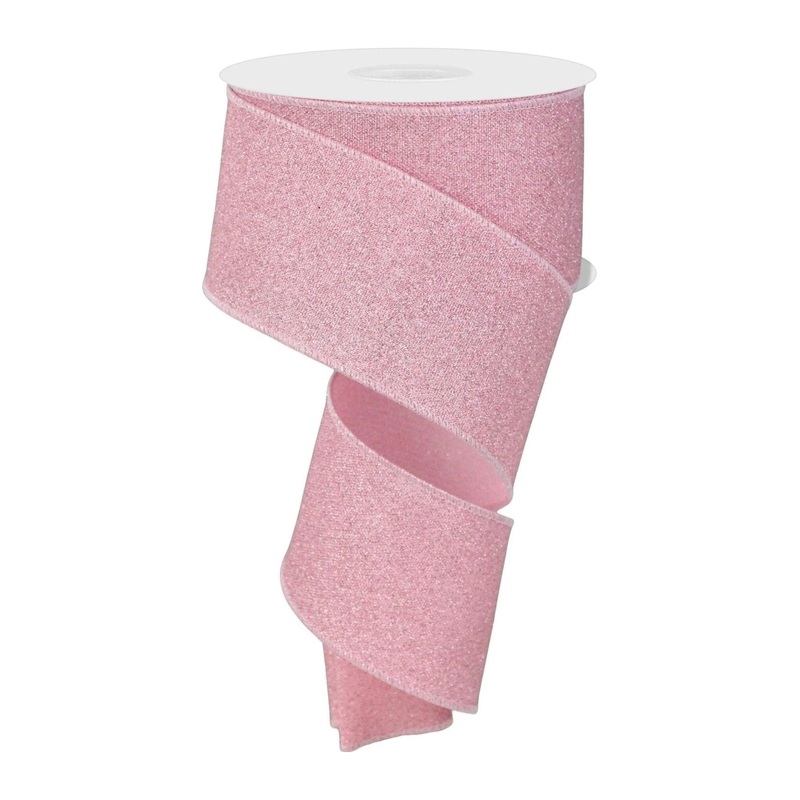 2.5″ Fine Glitter On Faux Royal: Light Pink (10 Yards)