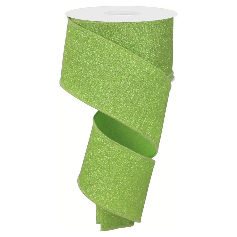 2.5″ Fine Glitter On Faux Royal: Lime Green (10 Yards)