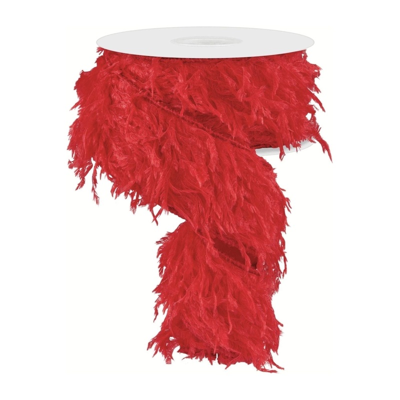 2.5″ Furry Ribbon: Red (10 Yards)