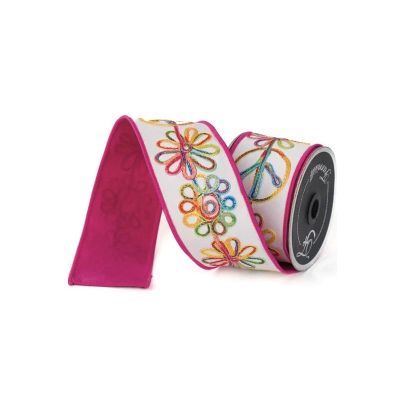 2.5″ Whimsy Hippie Ribbon: Hot Pink (10 Yards)