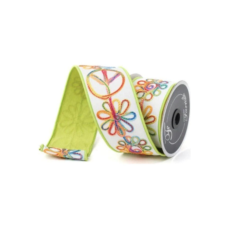 2.5″ Whimsy Hippie Ribbon: Lime Green (10 Yards)