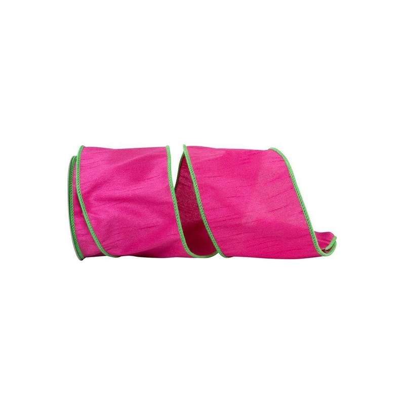 4″ Dupioni Color Ribbon: Fuchsia/Lime (10 Yards)