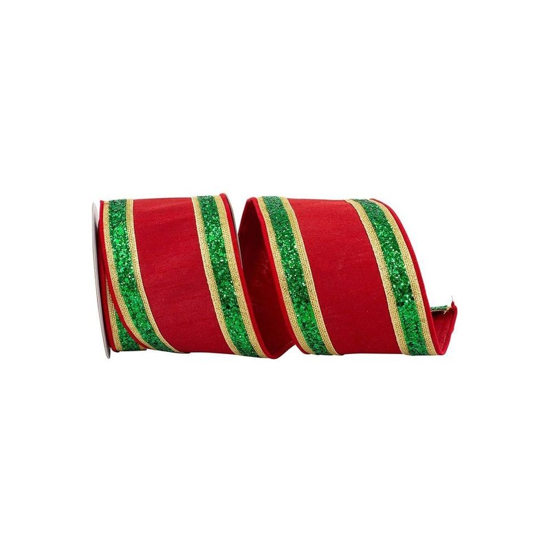4″ Dupioni Regalia Glitter Edge Ribbon: Red (5 Yards)