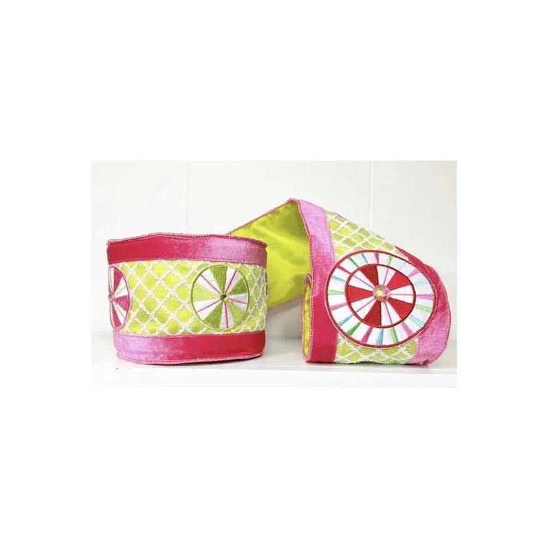 4″ EXCLUSIVE Sweet Candy Ribbon: Green/Pink (5 Yards)
