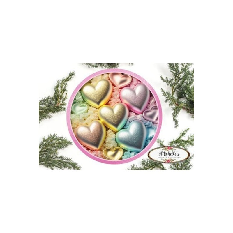 Pastel Faux 3D Hearts Round Sign – Wreath Enhancement