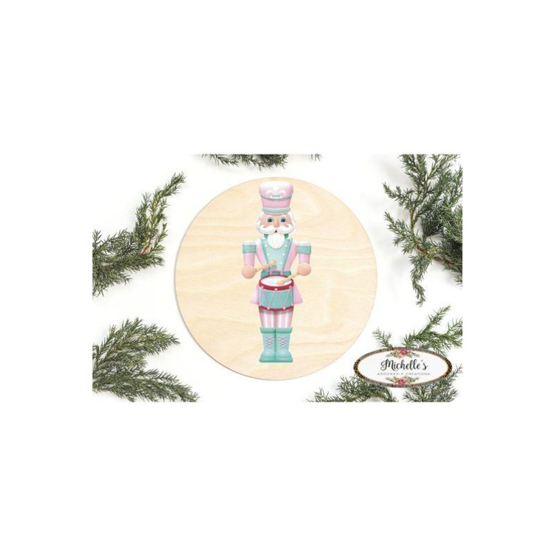 Pink Mint Green Nutcracker Sign – Wreath Enhancement