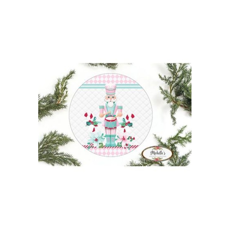 Pink Nutcracker Harlequin Poinsettia Sign – Wreath Enhancement