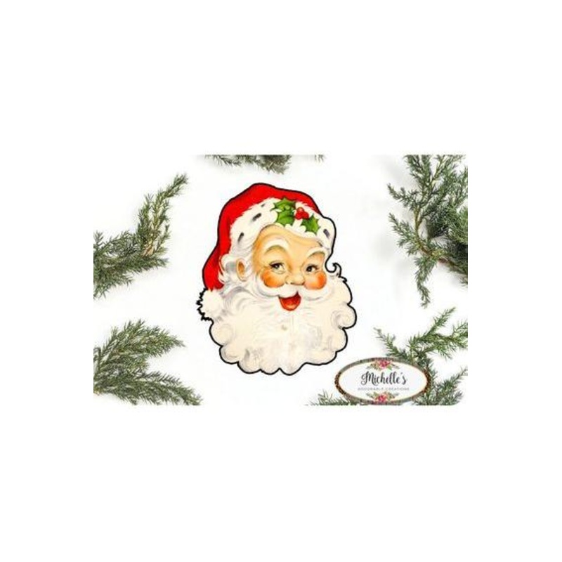 Red Vintage Santa Face Sign SF1 – Wreath Enhancement