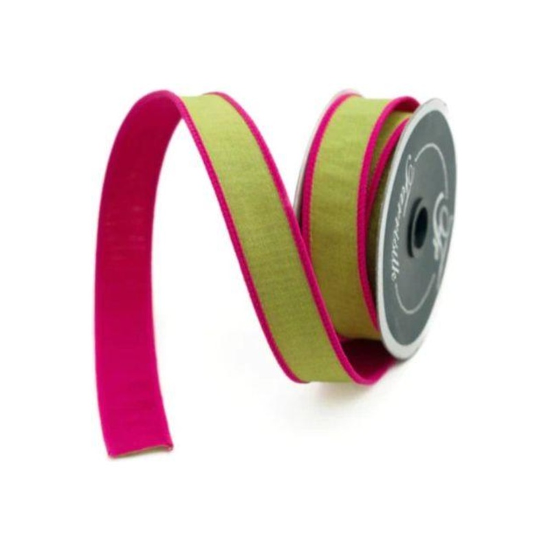 1″ Accent Cord Ribbon: Lime/Pink (10 Yards)