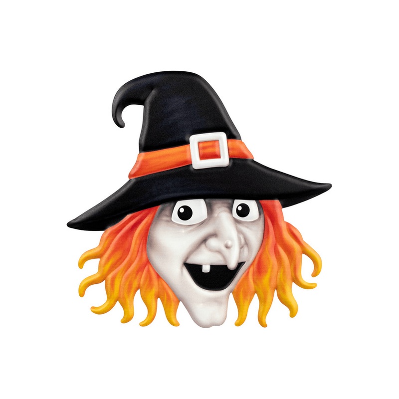 12″ Metal Embossed Sign: Witch Head (Grey)