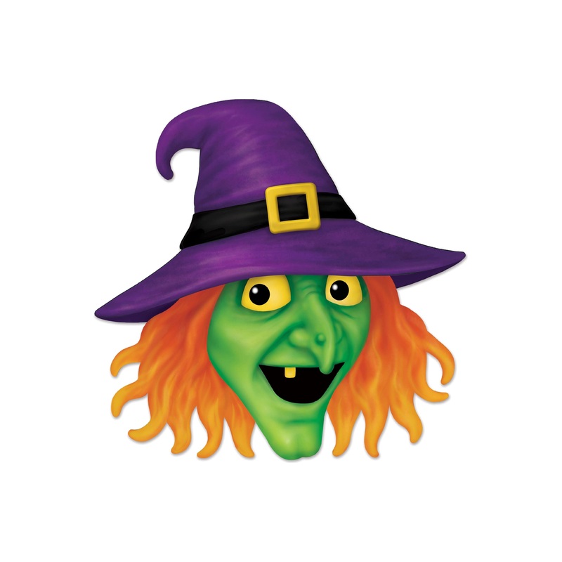 12″ Metal Embossed Sign: Witch Head (Purple)