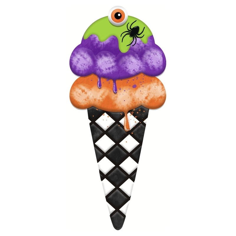 12″ Metal Halloween Ice Cream Cone Sign