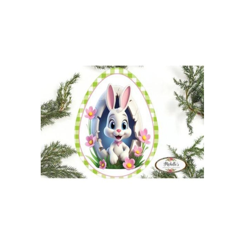12in Waterproof Sign: Cracked Easter Bunny Egg