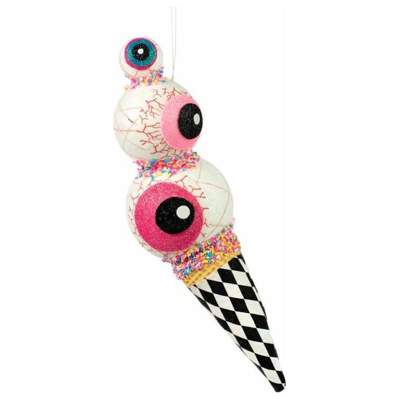 13″ Harlequin Halloween Ice Cream Cone: Eyeballs