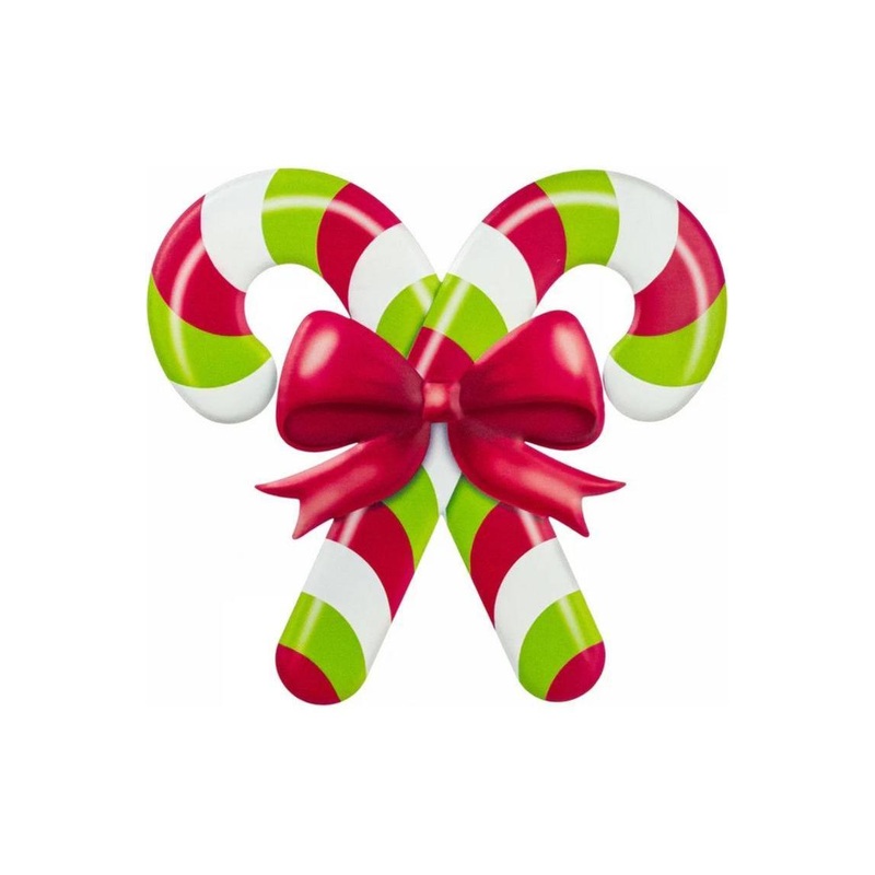 13″ Metal Embossed Candy Canes: Lime Green/Red