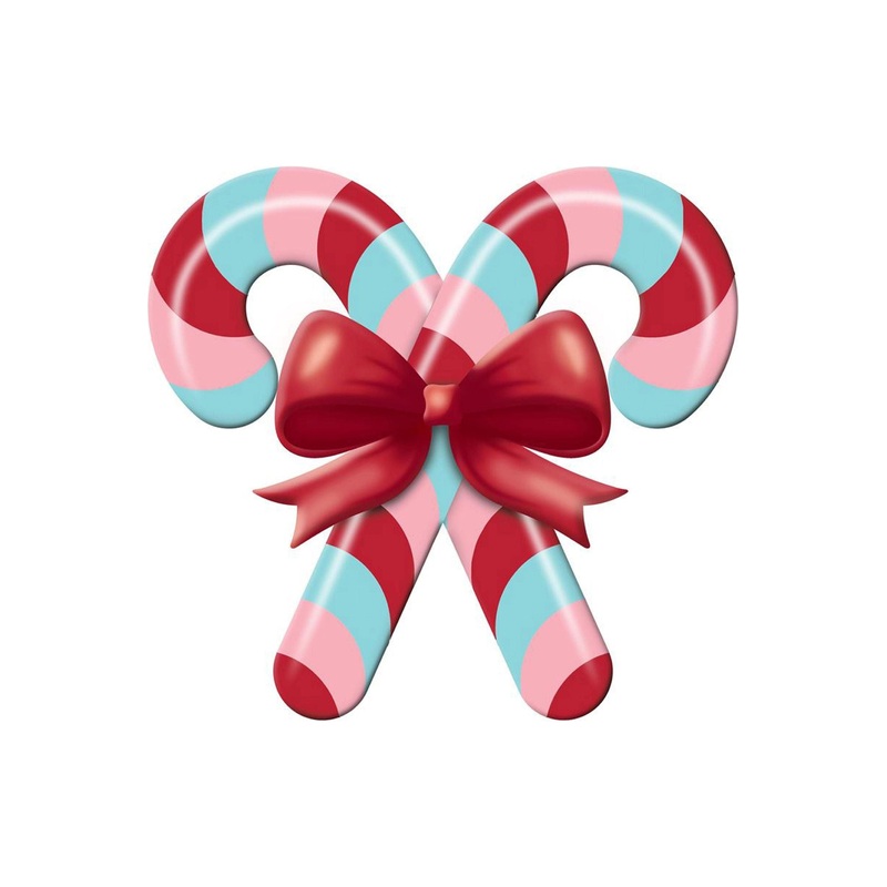13″ Metal Embossed Candy Canes: Pink/Ice Blue