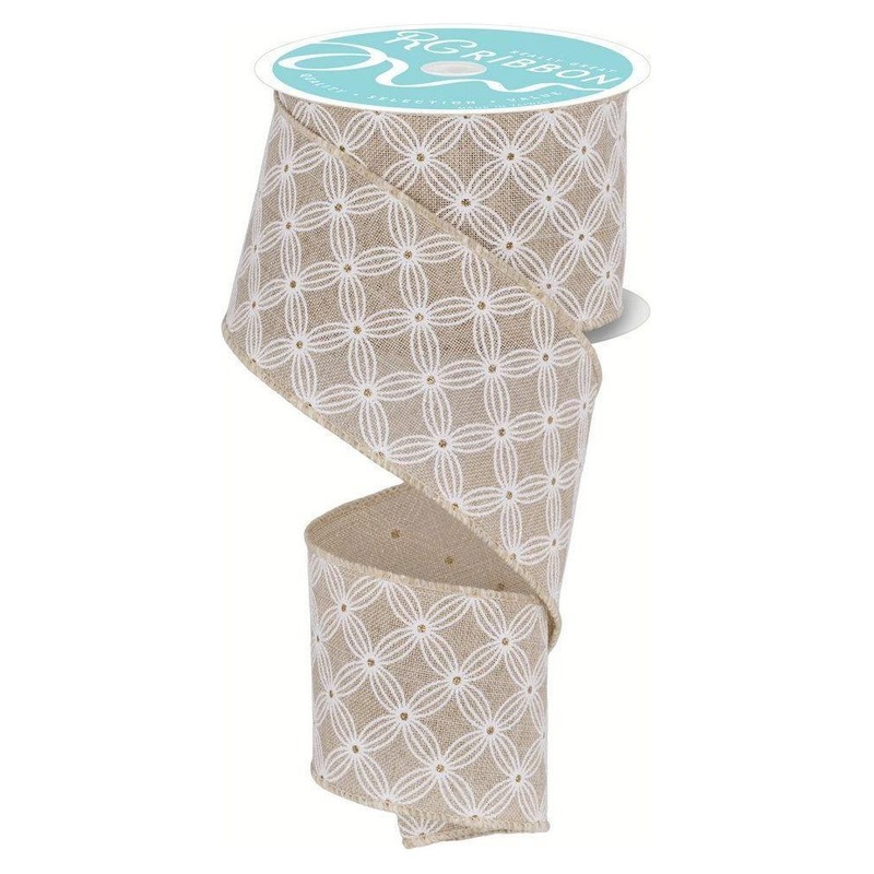 2.5″ Multi Circles and Dots Ribbon: Natural (10 Yards)