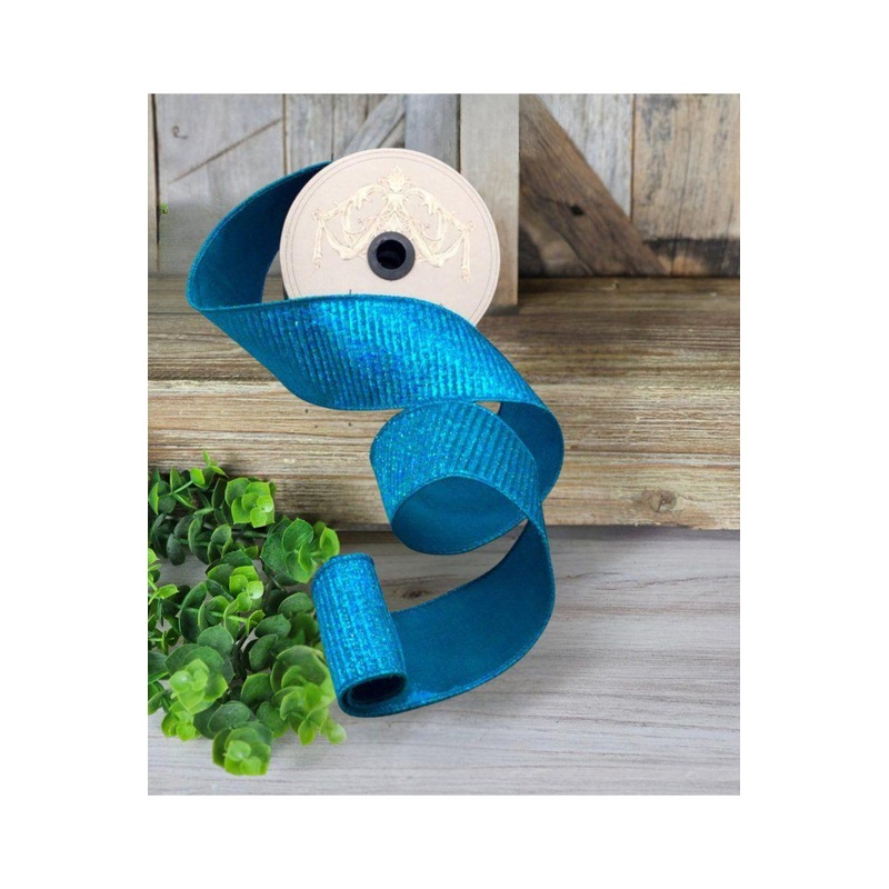 2.5″ Pleated Lame Ribbon: Turquoise (10 Yards)