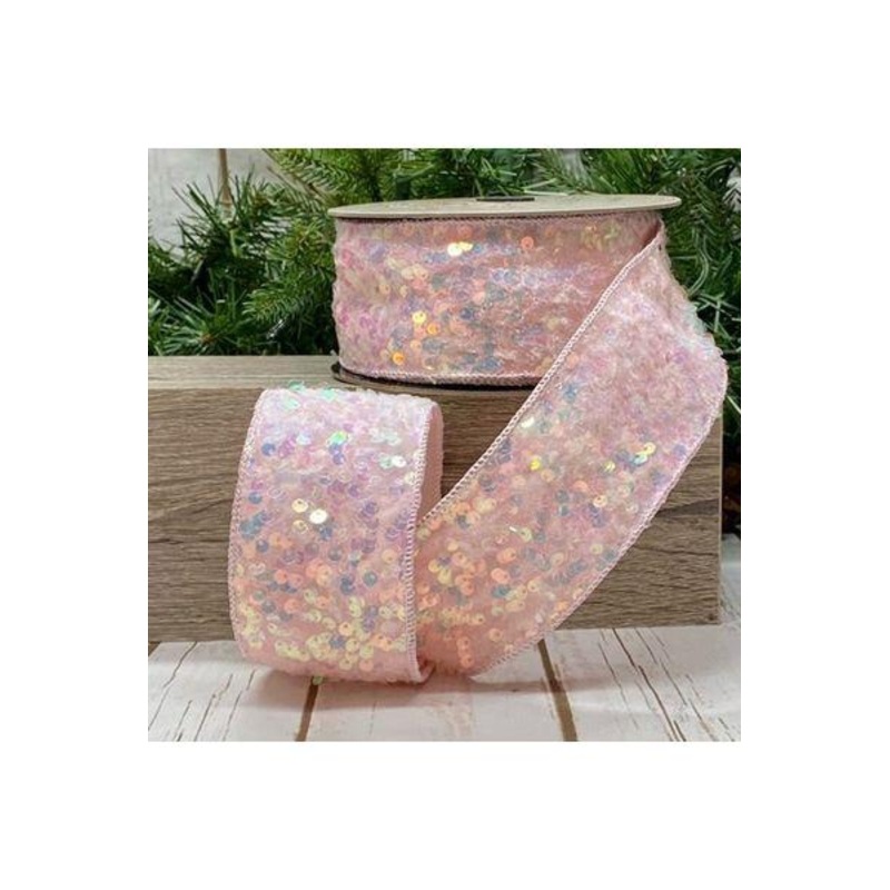 2.5″ Sequin Sugar Plum Ribbon: Iridescent Pink (10 Yards)
