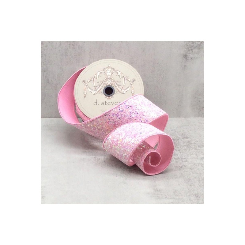 2.5″ Sugar Plum Glitter Ribbon: Cotton Candy Pink (10 Yards)