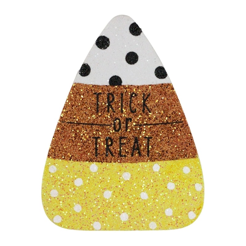 9.5″ Glitter Eva Trick or Treat Candy Corn Sign
