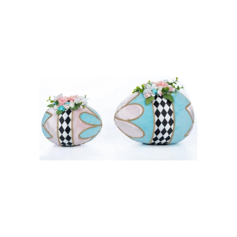 Katherine’s Collection Hearts and Wonderland Fabric Covered Eggs (Set of 2)