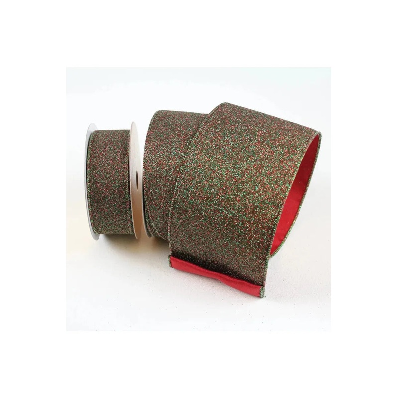 1.5″ Diamond Dust Ribbon: Ruby Emerald (10 Yards)