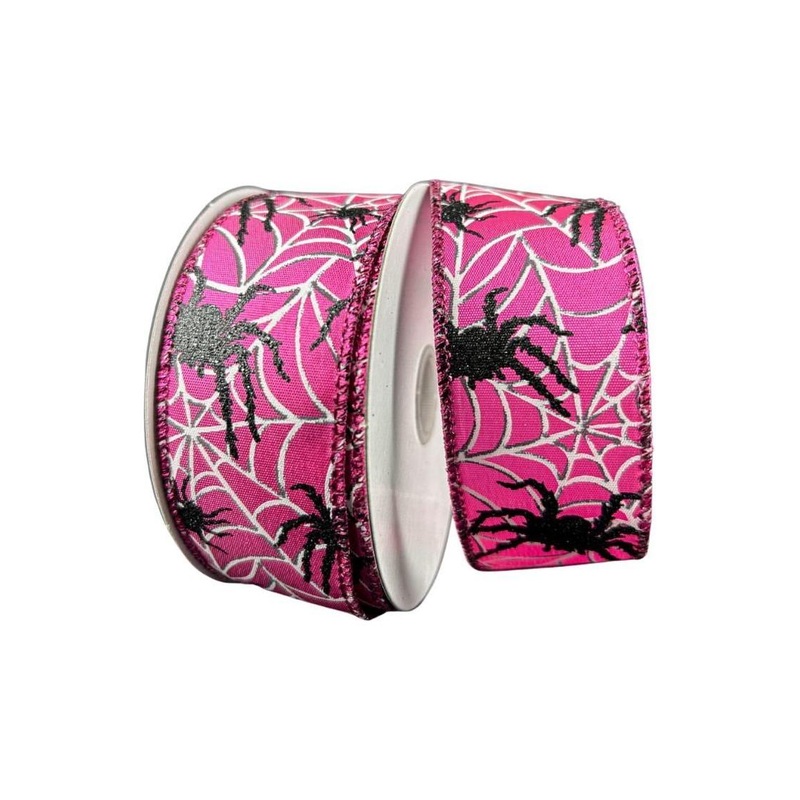 1.5″ Spiders and Web Ribbon: Fuchsia (10 Yards)
