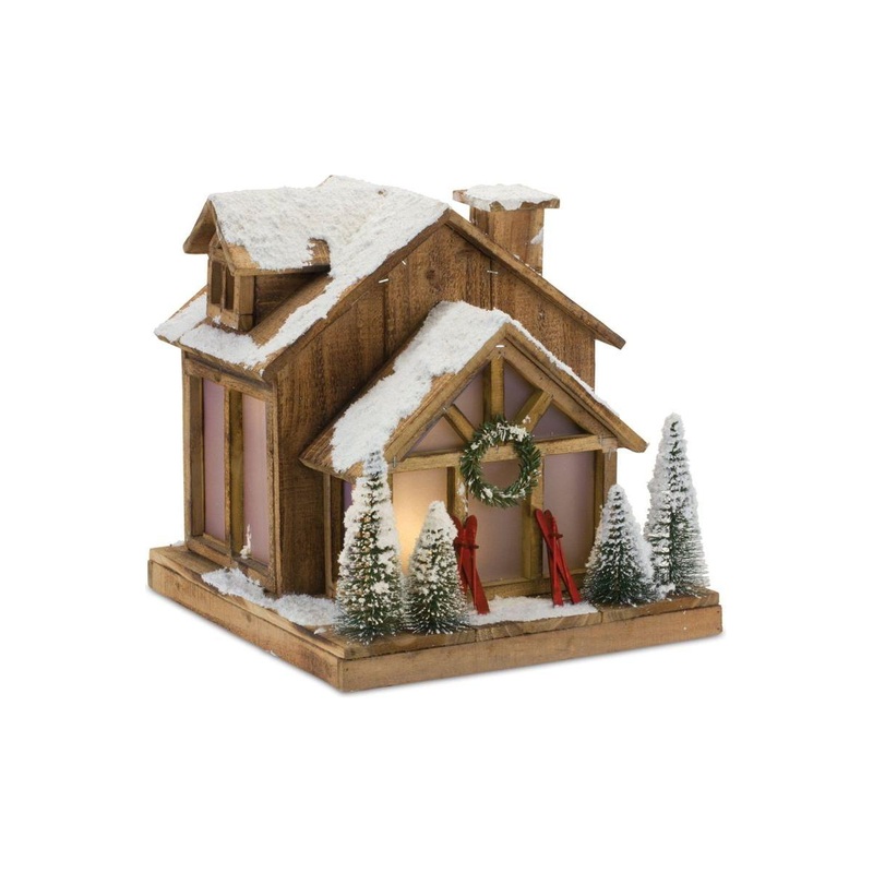 14.25″ Vintage Ski Lodge Lighted Display