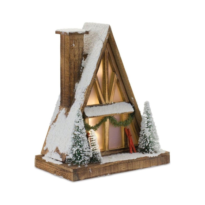 16.5″ Vintage A-Frame Ski Lodge Lighted Display