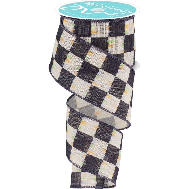 2.5″ Bold Antique Checkerboard Ribbon: Black (10 Yards)