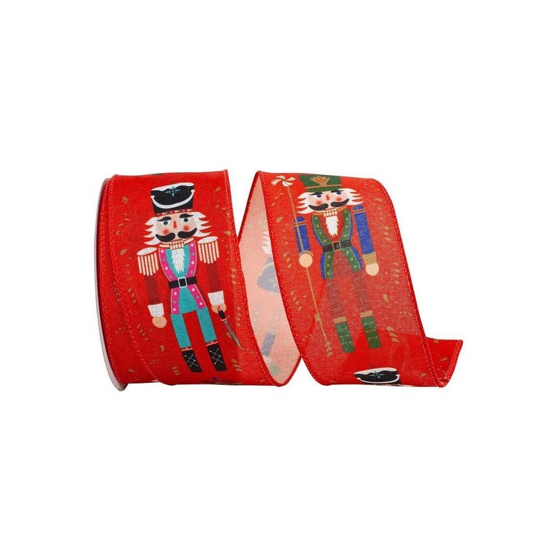2.5″ Nutcracker Scroll Ribbon: Red (10 Yards)